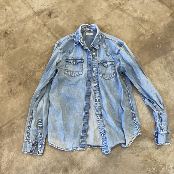 All Saints Denim Snap Button Top - Picture 8 of 9